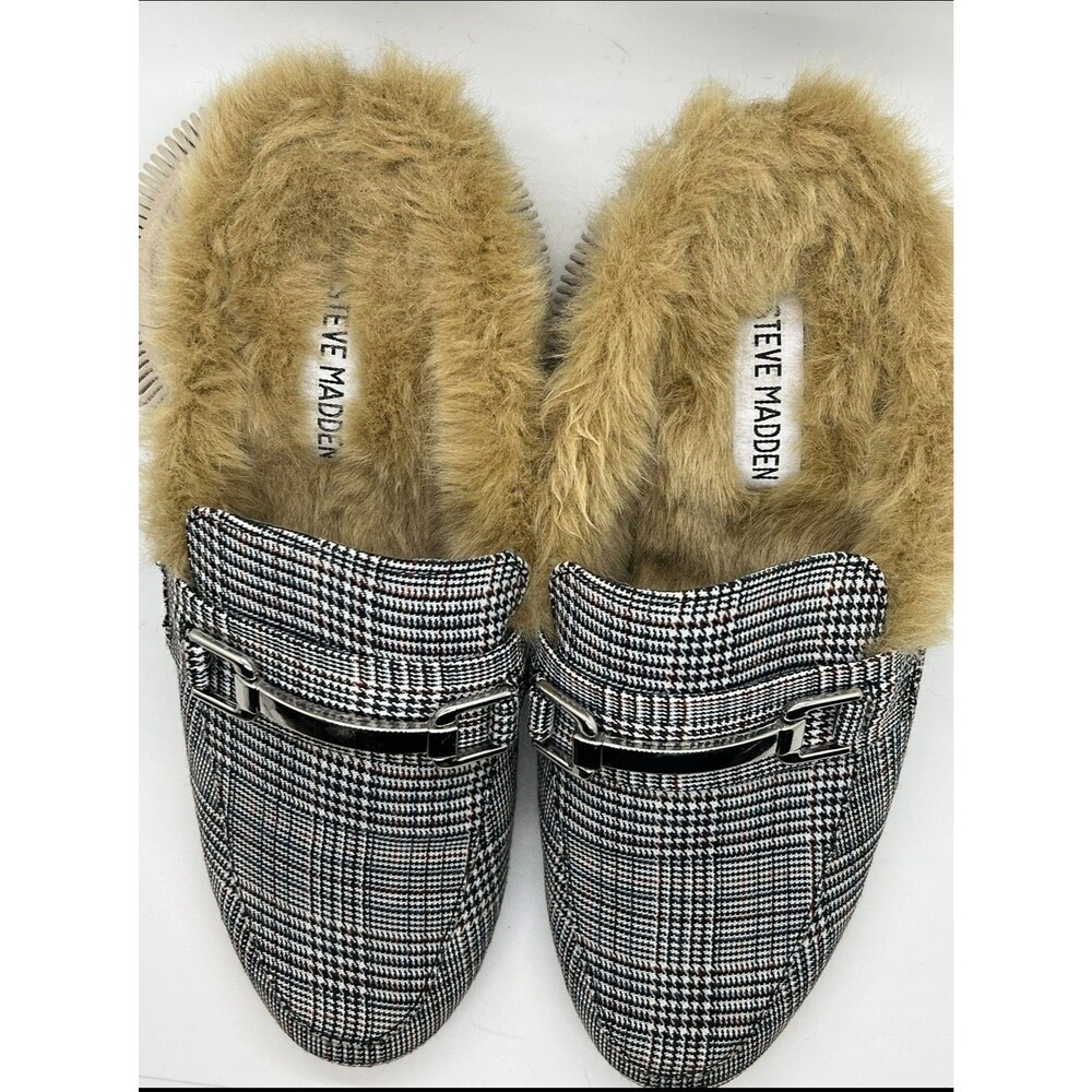New Steve Madden Jill faux fur lined slip on flat mule - Size women's 6.5 - Picture 4 of 7
